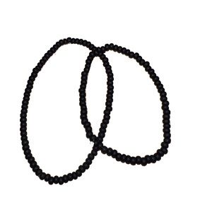 Handmade Black Tiny Beaded Unisex Bracelets, M/L